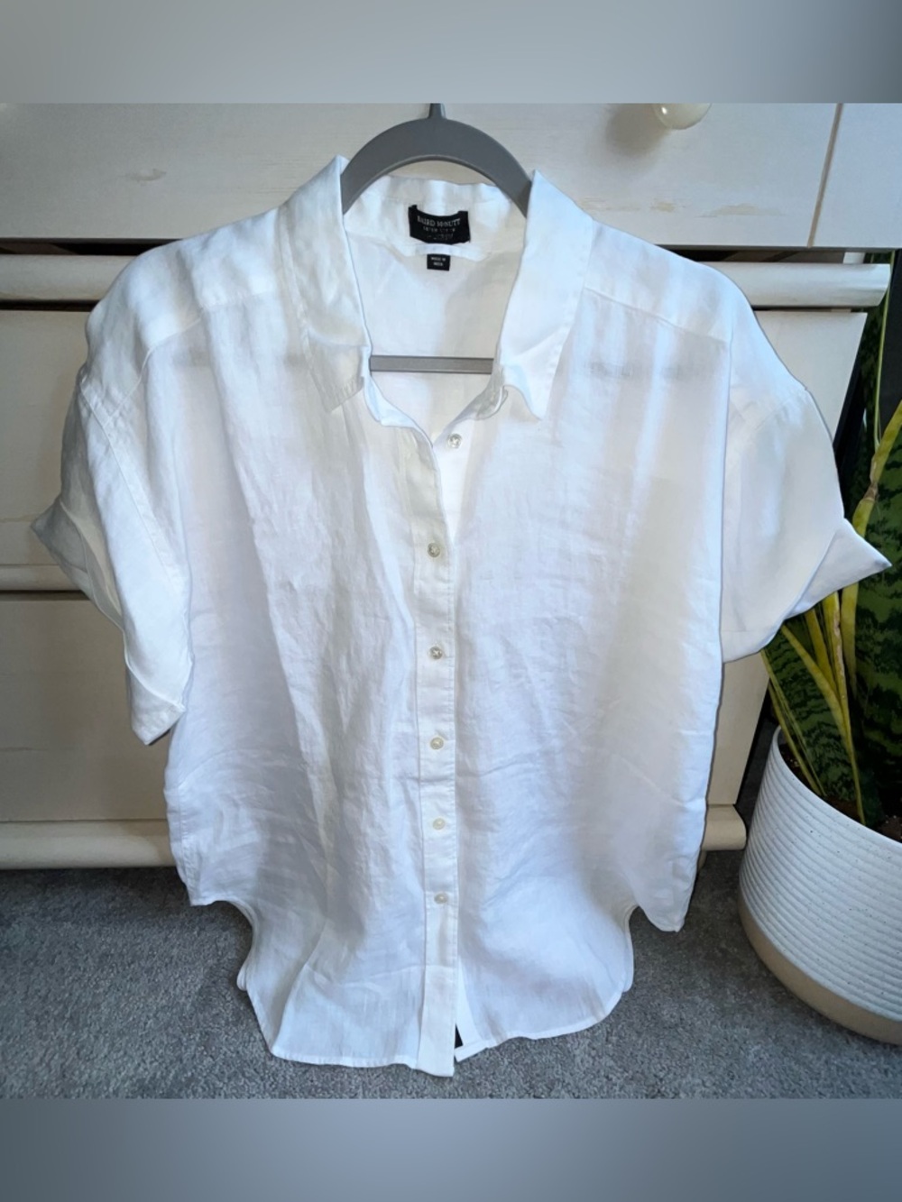 NWOT J Crew Baird McNutt Irish Linen S/S Shirt White M